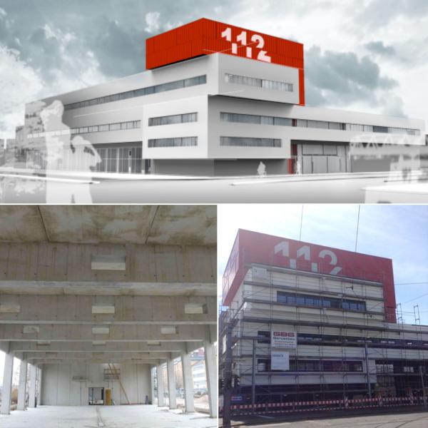 Feuerwache Manz, oben: Animierte Gesamtansicht der Fassaden an Rheinallee und Kaiser-Karl-Ring